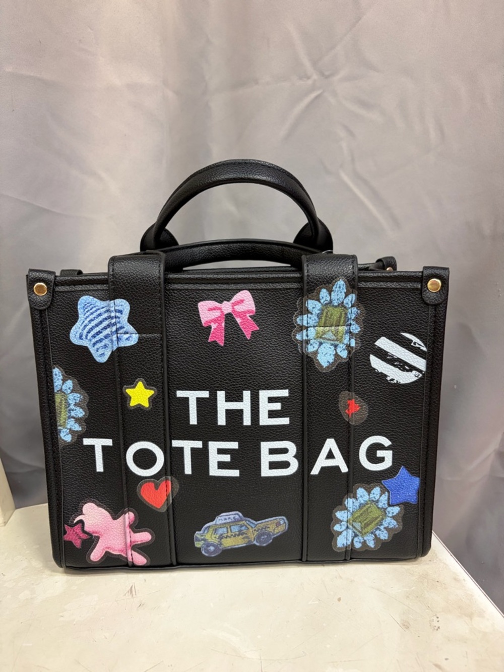 Black Graphic Women's Top-Handle Tote